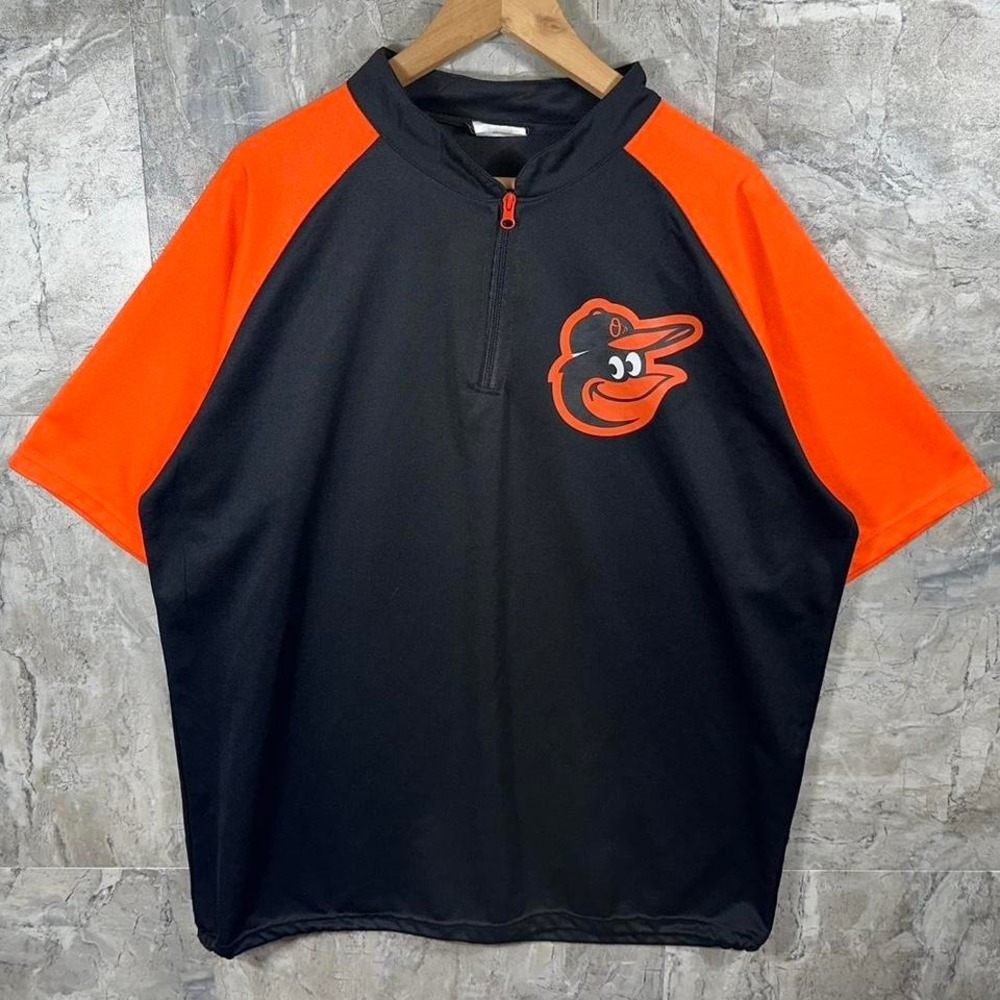 MLB Baltimore Orioles black & orange quarter zip pullover Mens Size XL #baseball